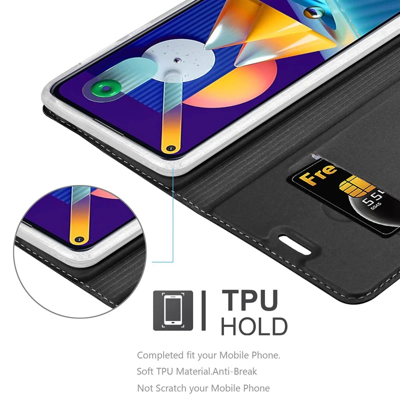 Cadorabo Hülle kompatibel mit Samsung Galaxy A11 / M11 Schutzhülle mit Magnetverschluss, Standfunktion und Kartenfach