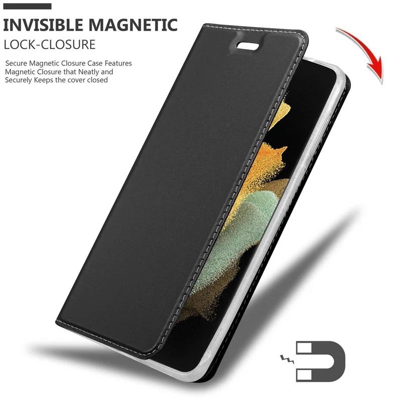 Cadorabo Hülle kompatibel mit Samsung Galaxy S21 ULTRA Schutzhülle mit Magnetverschluss, Standfunktion und Kartenfach