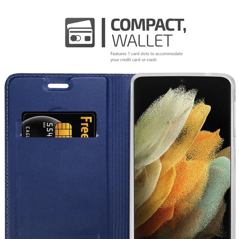 Cadorabo Hülle kompatibel mit Samsung Galaxy S21 ULTRA Schutzhülle mit Magnetverschluss, Standfunktion und Kartenfach
