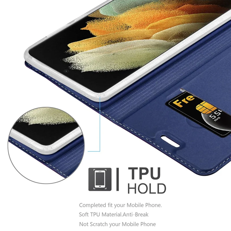 Cadorabo Hülle kompatibel mit Samsung Galaxy S21 ULTRA Schutzhülle mit Magnetverschluss, Standfunktion und Kartenfach