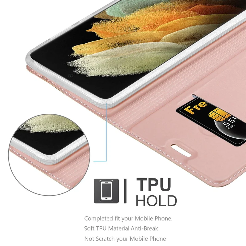 Cadorabo Hülle kompatibel mit Samsung Galaxy S21 ULTRA Schutzhülle mit Magnetverschluss, Standfunktion und Kartenfach