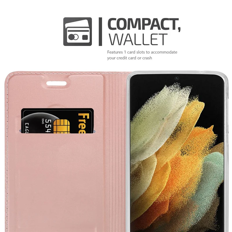 Cadorabo Hülle kompatibel mit Samsung Galaxy S21 ULTRA Schutzhülle mit Magnetverschluss, Standfunktion und Kartenfach