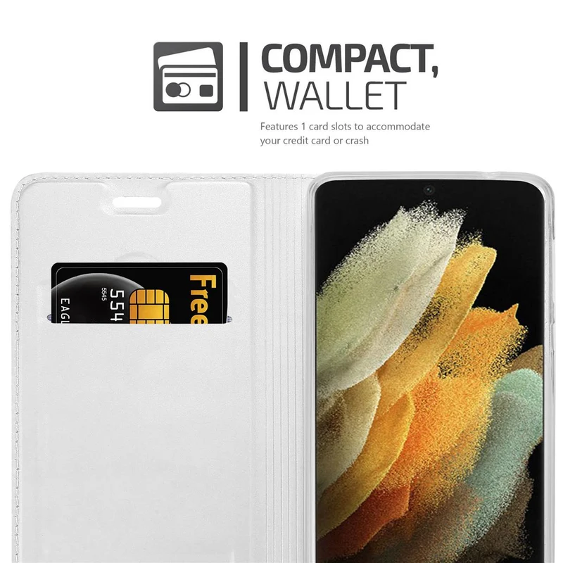Cadorabo Hülle kompatibel mit Samsung Galaxy S21 ULTRA Schutzhülle mit Magnetverschluss, Standfunktion und Kartenfach
