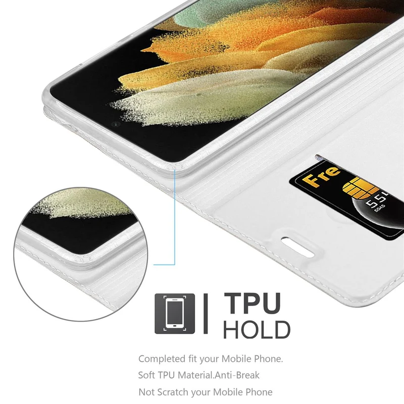 Cadorabo Hülle kompatibel mit Samsung Galaxy S21 ULTRA Schutzhülle mit Magnetverschluss, Standfunktion und Kartenfach