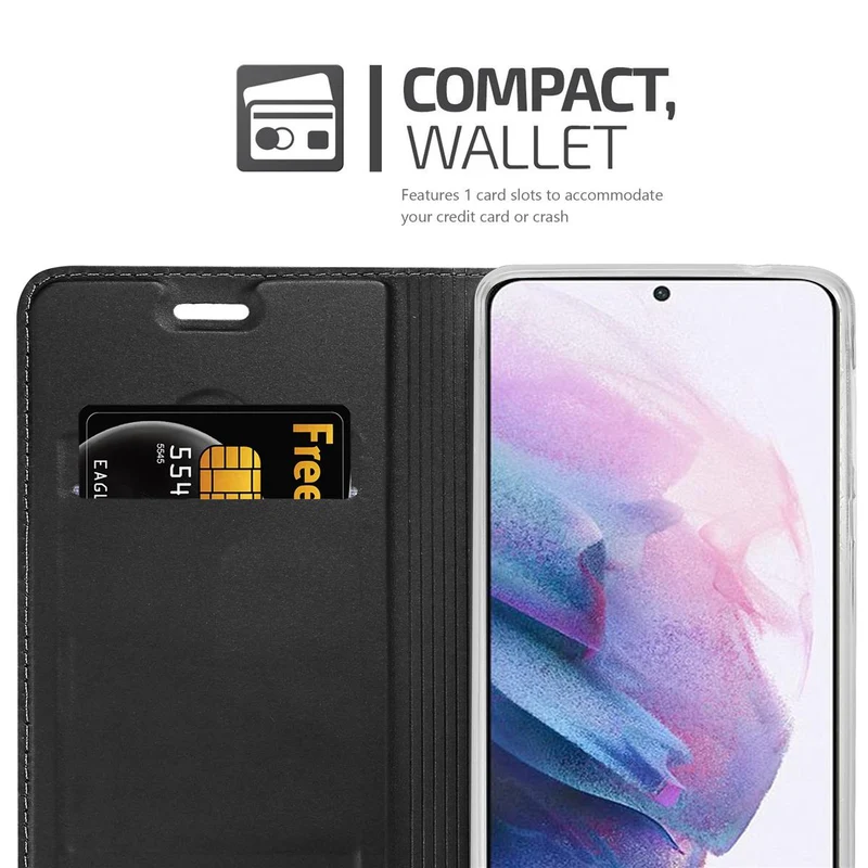Cadorabo Hülle kompatibel mit Samsung Galaxy S21 PLUS Schutzhülle mit Magnetverschluss, Standfunktion und Kartenfach