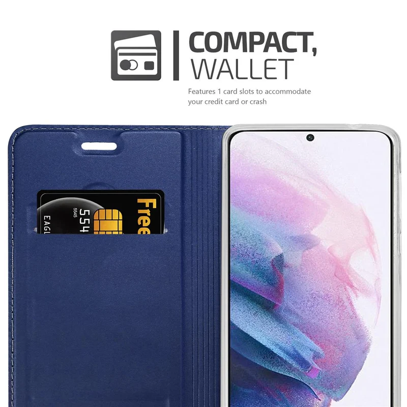 Cadorabo Hülle kompatibel mit Samsung Galaxy S21 PLUS Schutzhülle mit Magnetverschluss, Standfunktion und Kartenfach
