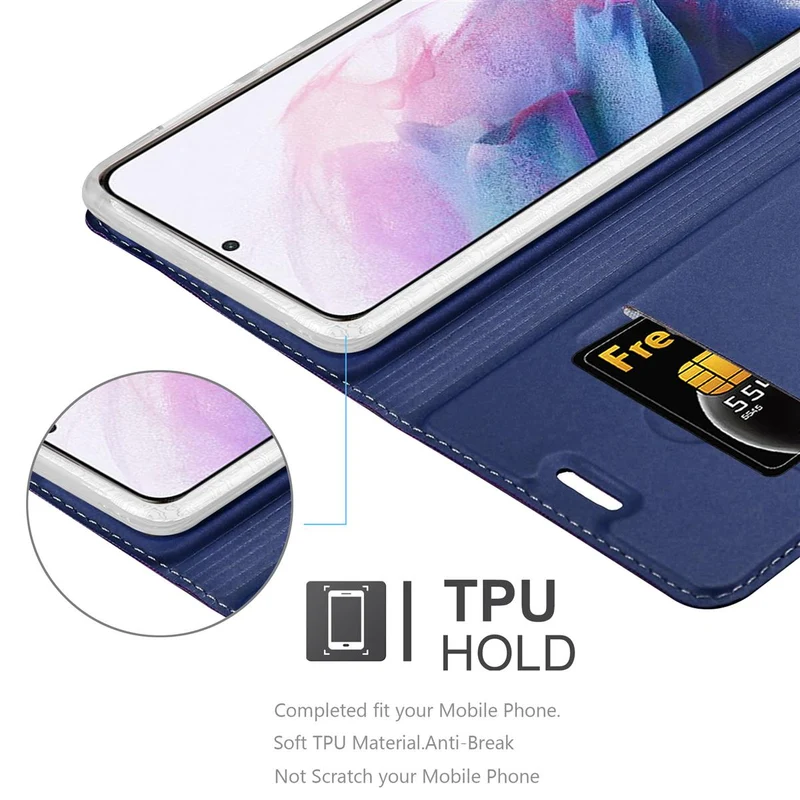 Cadorabo Hülle kompatibel mit Samsung Galaxy S21 PLUS Schutzhülle mit Magnetverschluss, Standfunktion und Kartenfach