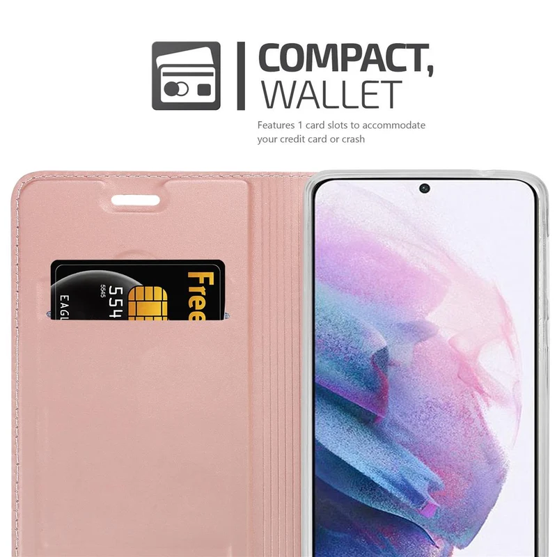 Cadorabo Hülle kompatibel mit Samsung Galaxy S21 PLUS Schutzhülle mit Magnetverschluss, Standfunktion und Kartenfach