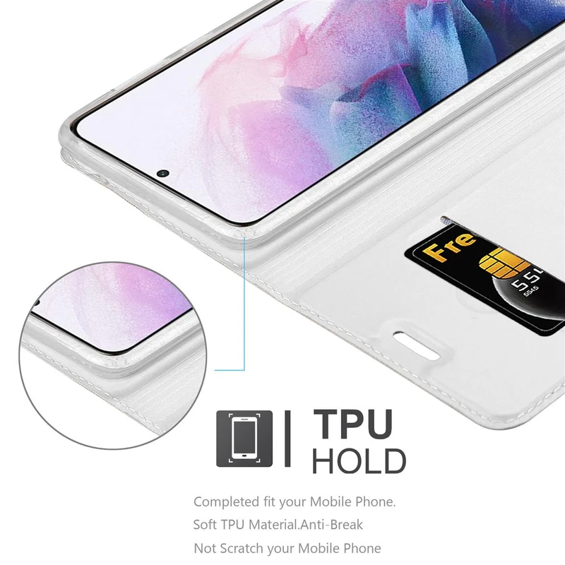 Cadorabo Hülle kompatibel mit Samsung Galaxy S21 PLUS Schutzhülle mit Magnetverschluss, Standfunktion und Kartenfach