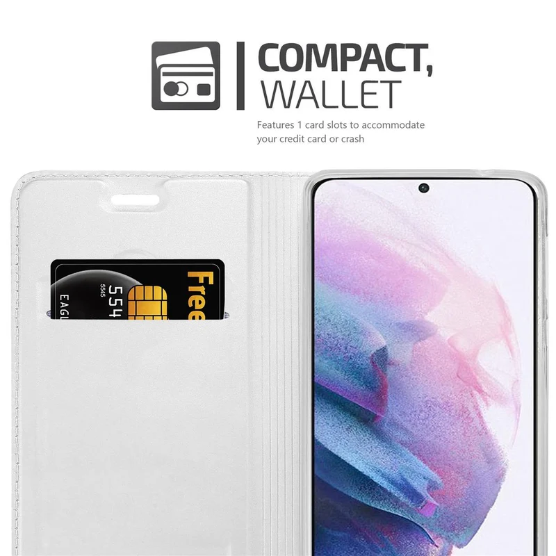 Cadorabo Hülle kompatibel mit Samsung Galaxy S21 PLUS Schutzhülle mit Magnetverschluss, Standfunktion und Kartenfach