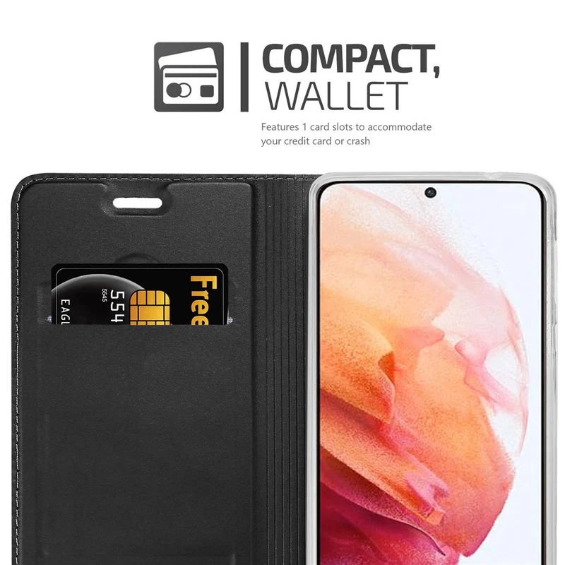 Cadorabo Hülle kompatibel mit Samsung Galaxy S21 5G Schutzhülle mit Magnetverschluss, Standfunktion und Kartenfach