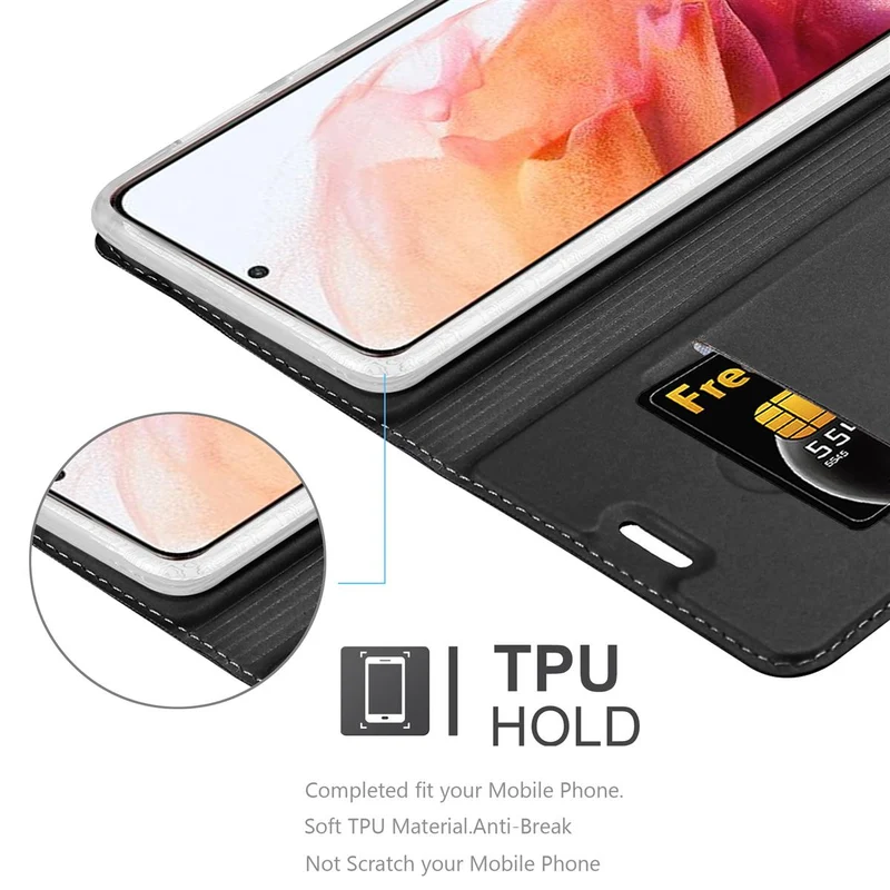 Cadorabo Hülle kompatibel mit Samsung Galaxy S21 5G Schutzhülle mit Magnetverschluss, Standfunktion und Kartenfach