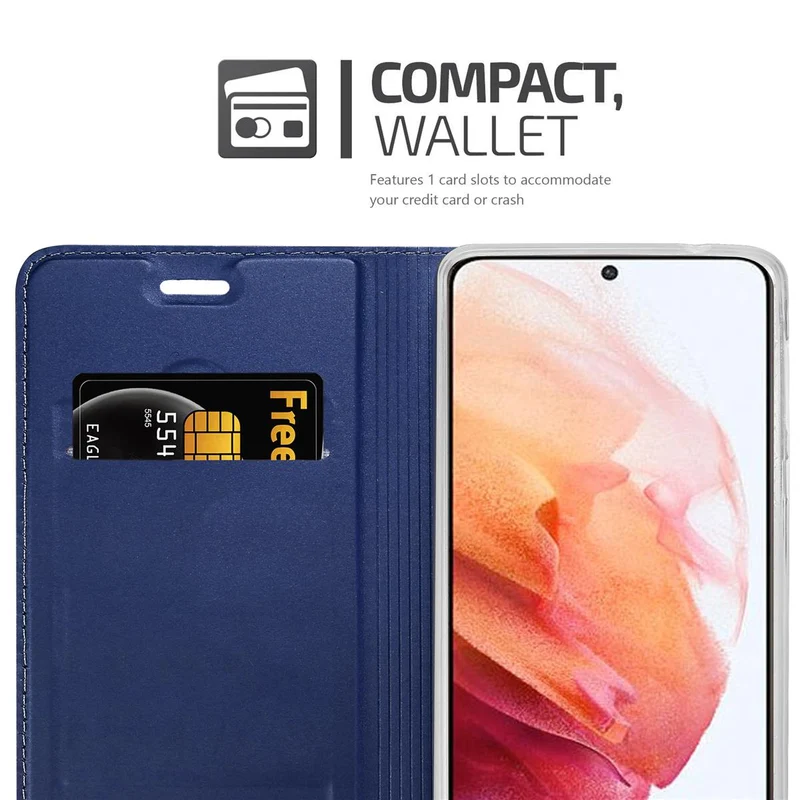 Cadorabo Hülle kompatibel mit Samsung Galaxy S21 5G Schutzhülle mit Magnetverschluss, Standfunktion und Kartenfach