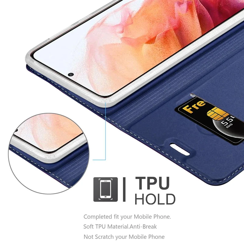 Cadorabo Hülle kompatibel mit Samsung Galaxy S21 5G Schutzhülle mit Magnetverschluss, Standfunktion und Kartenfach