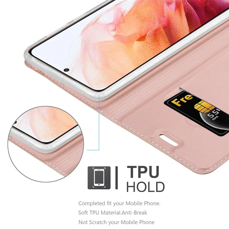 Cadorabo Hülle kompatibel mit Samsung Galaxy S21 5G Schutzhülle mit Magnetverschluss, Standfunktion und Kartenfach