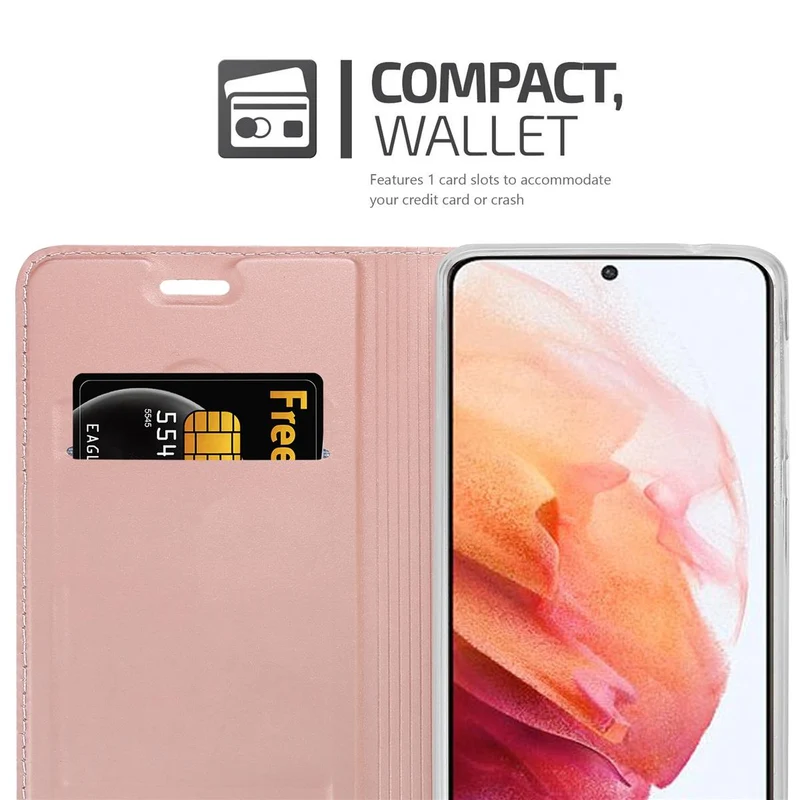 Cadorabo Hülle kompatibel mit Samsung Galaxy S21 5G Schutzhülle mit Magnetverschluss, Standfunktion und Kartenfach