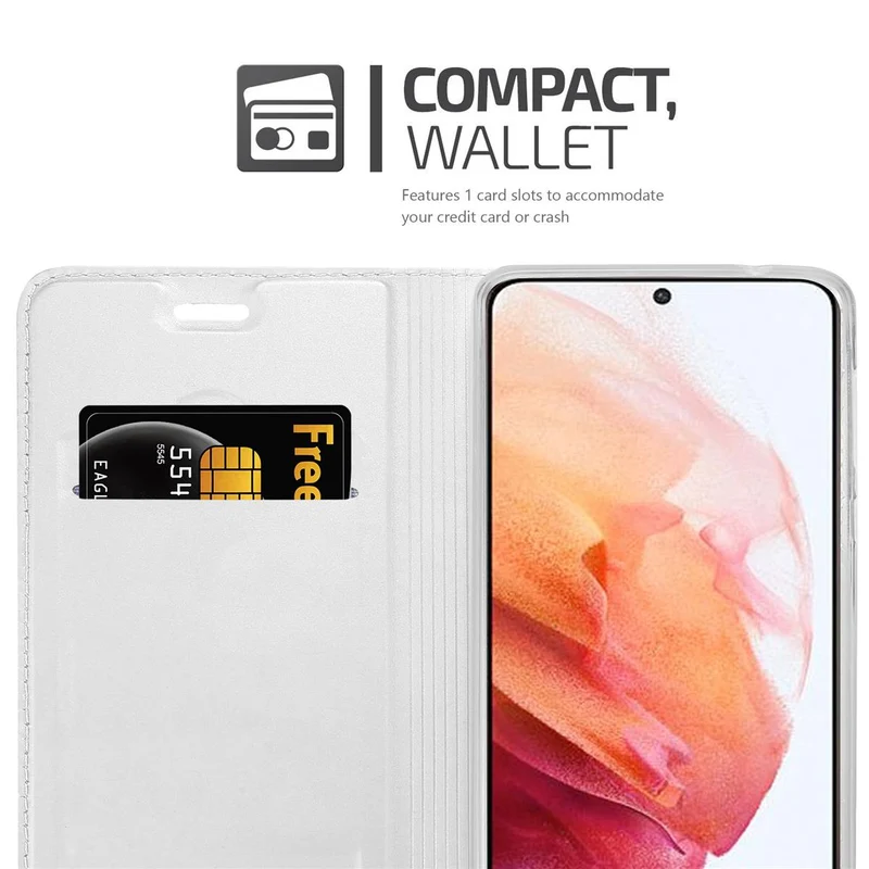 Cadorabo Hülle kompatibel mit Samsung Galaxy S21 5G Schutzhülle mit Magnetverschluss, Standfunktion und Kartenfach