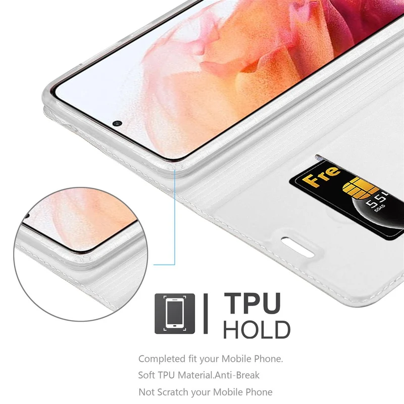 Cadorabo Hülle kompatibel mit Samsung Galaxy S21 5G Schutzhülle mit Magnetverschluss, Standfunktion und Kartenfach