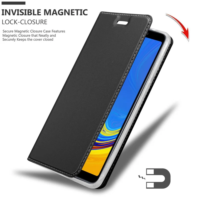 Cadorabo Hülle kompatibel mit Samsung Galaxy A7 2018 Schutzhülle mit Magnetverschluss, Standfunktion und Kartenfach