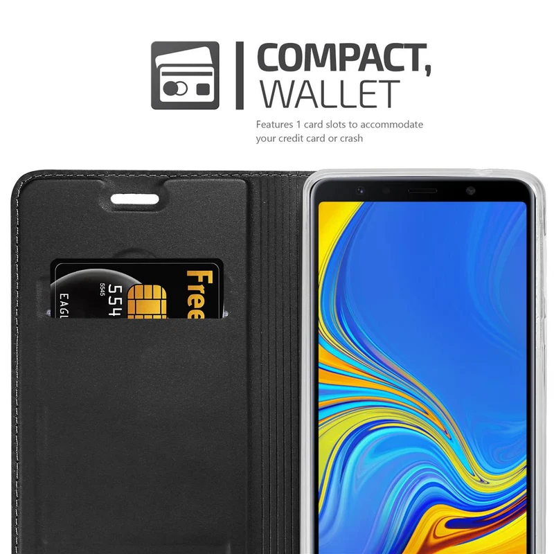Cadorabo Hülle kompatibel mit Samsung Galaxy A7 2018 Schutzhülle mit Magnetverschluss, Standfunktion und Kartenfach