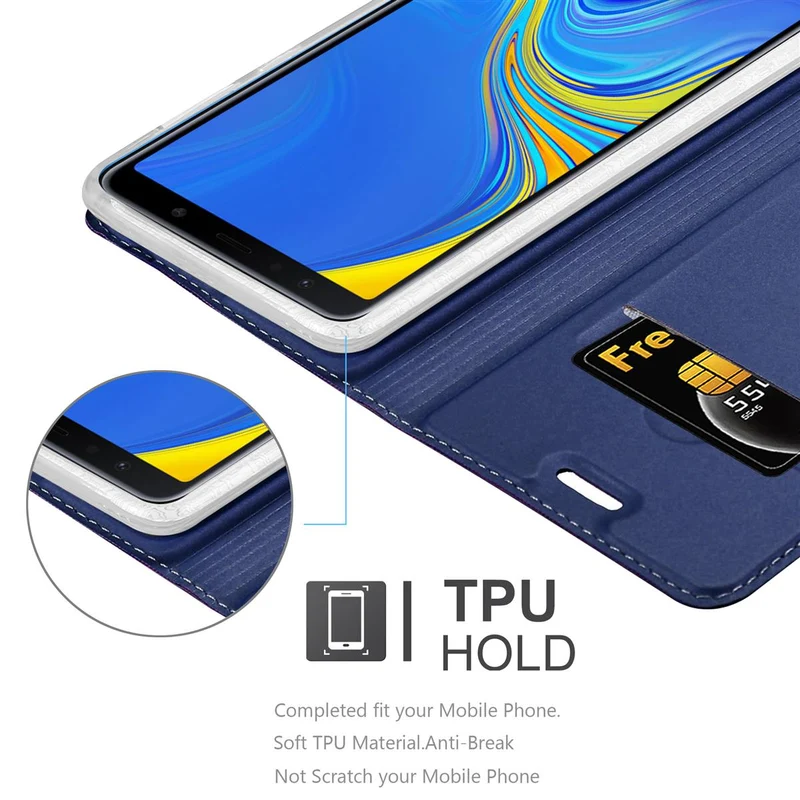 Cadorabo Hülle kompatibel mit Samsung Galaxy A7 2018 Schutzhülle mit Magnetverschluss, Standfunktion und Kartenfach