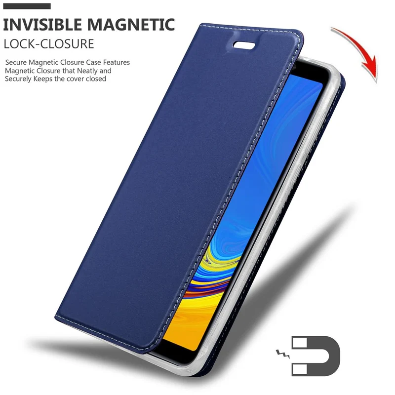 Cadorabo Hülle kompatibel mit Samsung Galaxy A7 2018 Schutzhülle mit Magnetverschluss, Standfunktion und Kartenfach