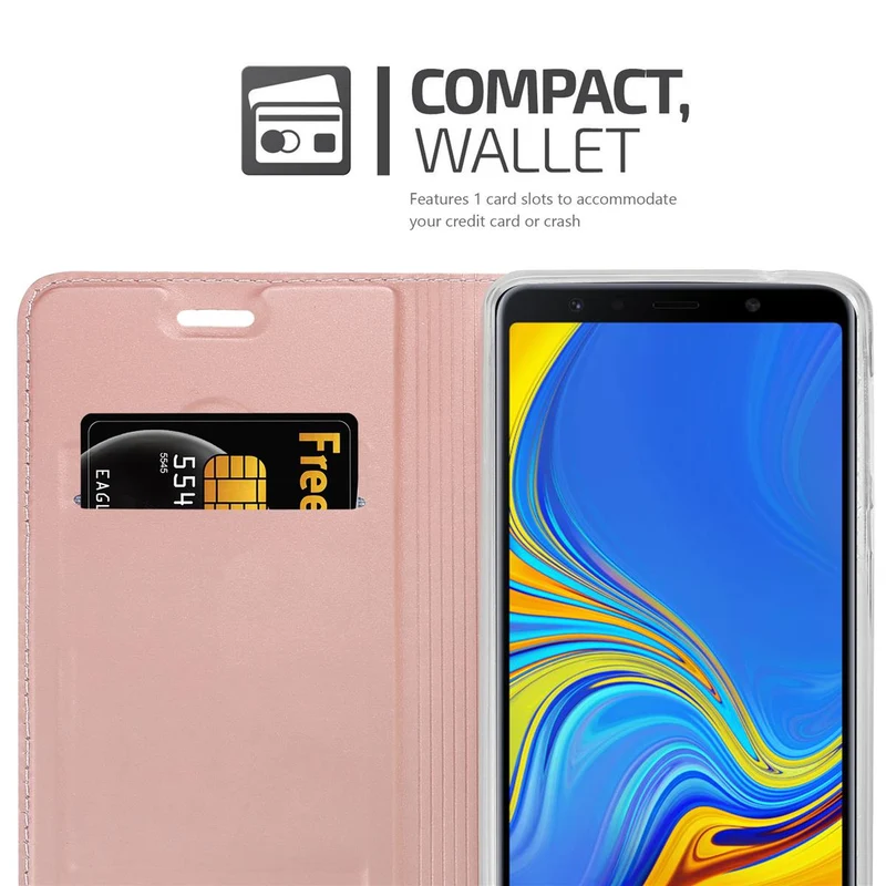 Cadorabo Hülle kompatibel mit Samsung Galaxy A7 2018 Schutzhülle mit Magnetverschluss, Standfunktion und Kartenfach