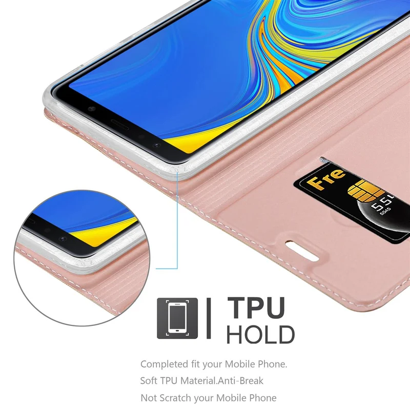 Cadorabo Hülle kompatibel mit Samsung Galaxy A7 2018 Schutzhülle mit Magnetverschluss, Standfunktion und Kartenfach