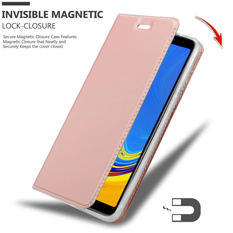 Cadorabo Hülle kompatibel mit Samsung Galaxy A7 2018 Schutzhülle mit Magnetverschluss, Standfunktion und Kartenfach