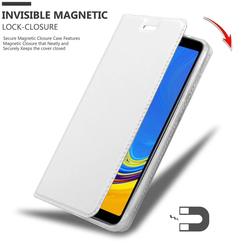 Cadorabo Hülle kompatibel mit Samsung Galaxy A7 2018 Schutzhülle mit Magnetverschluss, Standfunktion und Kartenfach