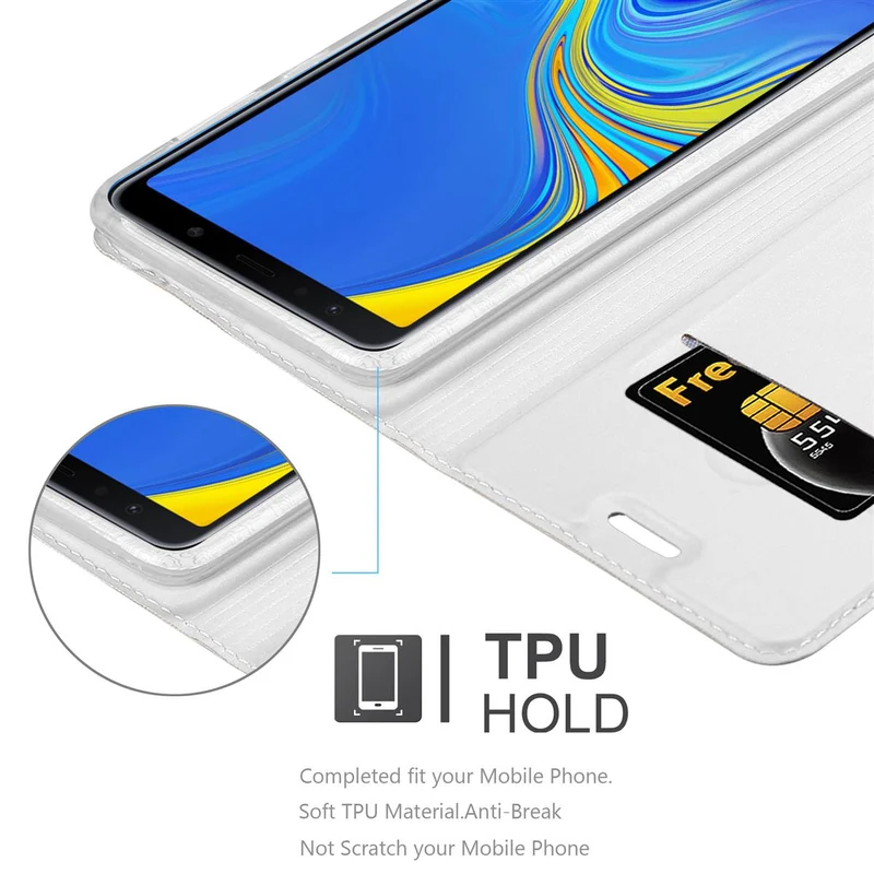 Cadorabo Hülle kompatibel mit Samsung Galaxy A7 2018 Schutzhülle mit Magnetverschluss, Standfunktion und Kartenfach