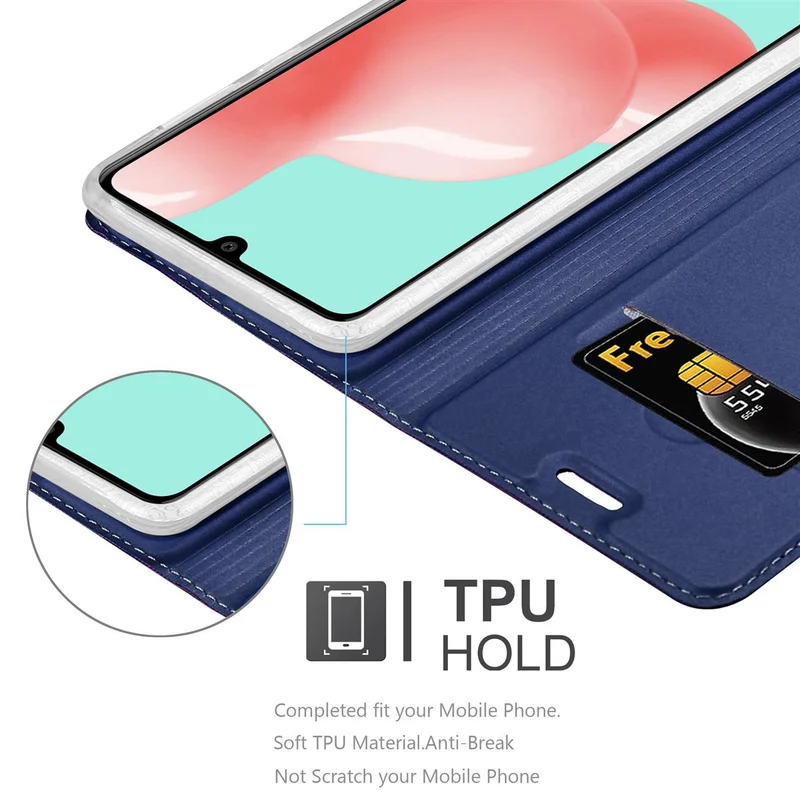 Cadorabo Hülle kompatibel mit Samsung Galaxy A41 Schutzhülle mit Magnetverschluss, Standfunktion und Kartenfach