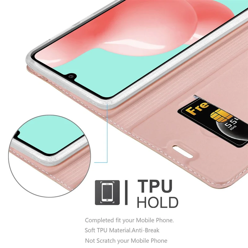 Cadorabo Hülle kompatibel mit Samsung Galaxy A41 Schutzhülle mit Magnetverschluss, Standfunktion und Kartenfach