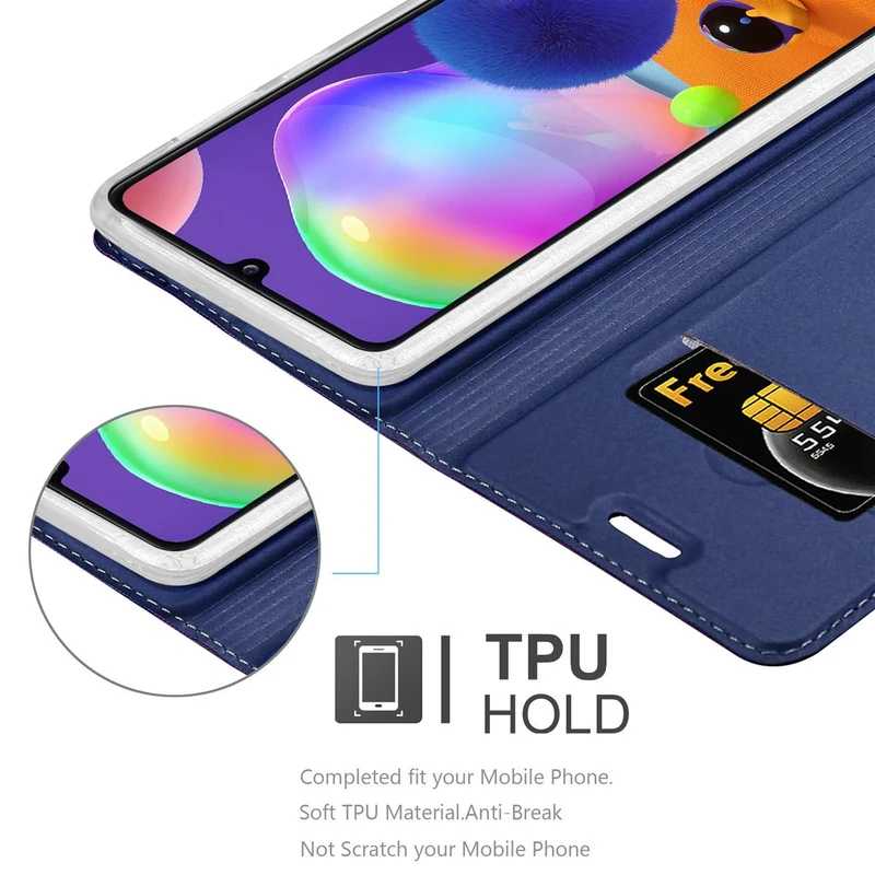 Cadorabo Hülle kompatibel mit Samsung Galaxy A31 Schutzhülle mit Magnetverschluss, Standfunktion und Kartenfach