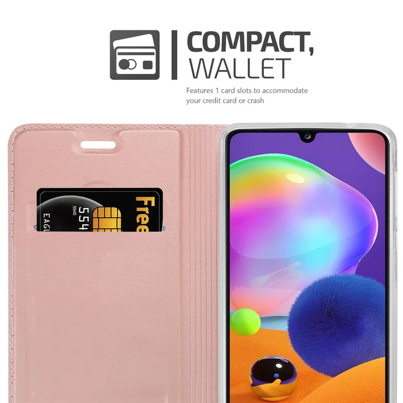 Cadorabo Hülle kompatibel mit Samsung Galaxy A31 Schutzhülle mit Magnetverschluss, Standfunktion und Kartenfach