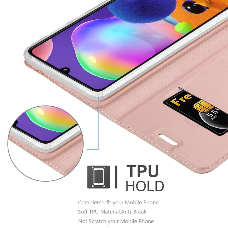 Cadorabo Hülle kompatibel mit Samsung Galaxy A31 Schutzhülle mit Magnetverschluss, Standfunktion und Kartenfach