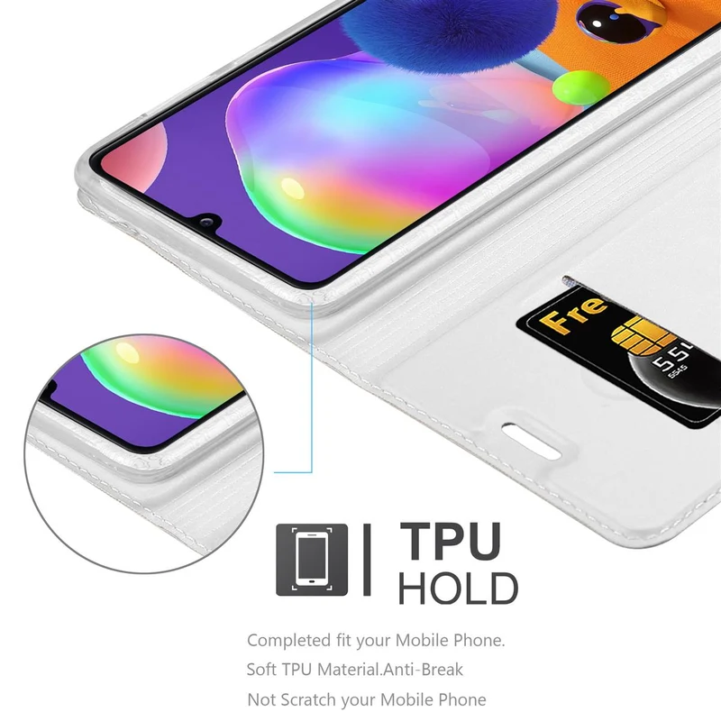 Cadorabo Hülle kompatibel mit Samsung Galaxy A31 Schutzhülle mit Magnetverschluss, Standfunktion und Kartenfach