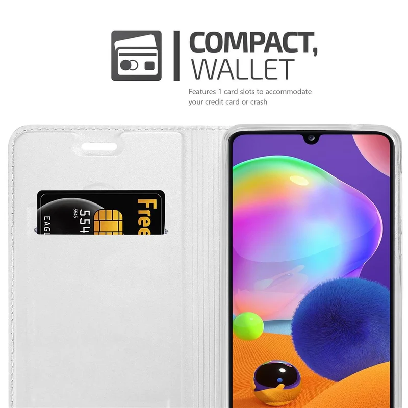 Cadorabo Hülle kompatibel mit Samsung Galaxy A31 Schutzhülle mit Magnetverschluss, Standfunktion und Kartenfach