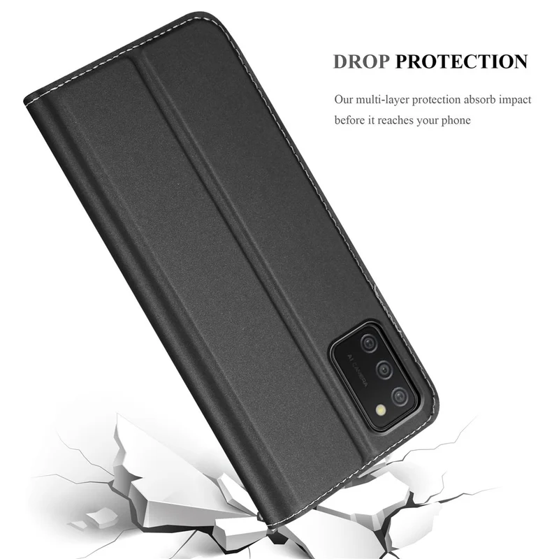 Cadorabo Hülle kompatibel mit Samsung Galaxy A02s Schutzhülle mit Magnetverschluss, Standfunktion und Kartenfach