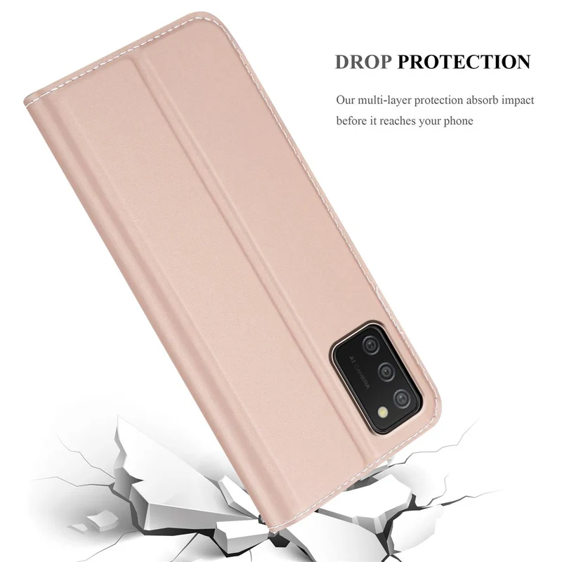 Cadorabo Hülle kompatibel mit Samsung Galaxy A02s Schutzhülle mit Magnetverschluss, Standfunktion und Kartenfach