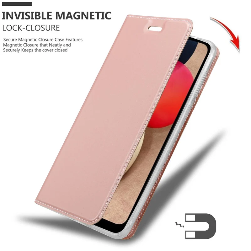 Cadorabo Hülle kompatibel mit Samsung Galaxy A02s Schutzhülle mit Magnetverschluss, Standfunktion und Kartenfach