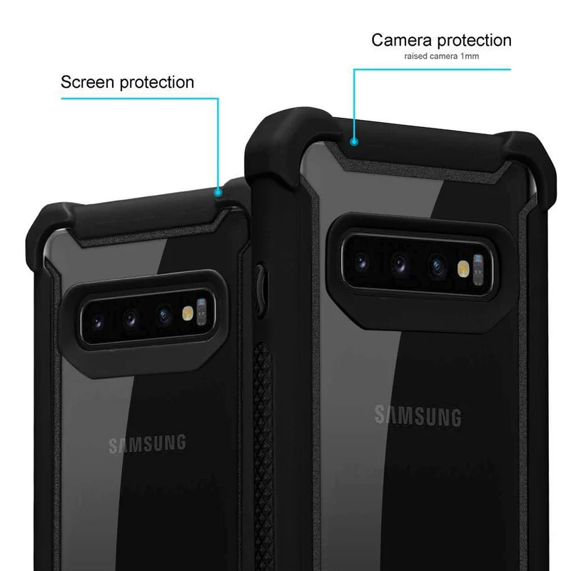 Cadorabo Hülle kompatibel mit Samsung Galaxy S10 4G 2-in-1 Schutzhülle mit TPU Silikon-Rand und Acryl-Glas-Rücken