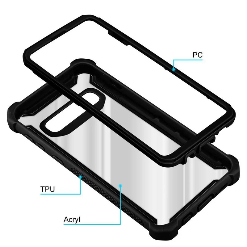 Cadorabo Hülle kompatibel mit Samsung Galaxy S10 4G 2-in-1 Schutzhülle mit TPU Silikon-Rand und Acryl-Glas-Rücken