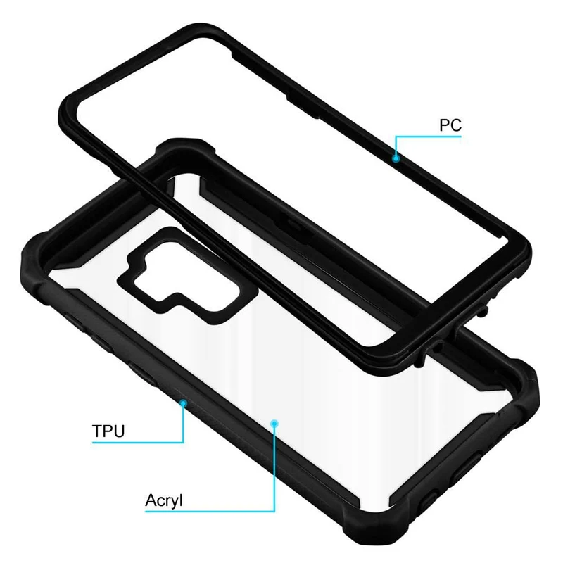 Cadorabo Hülle kompatibel mit Samsung Galaxy S9 PLUS 2-in-1 Schutzhülle mit TPU Silikon-Rand und Acryl-Glas-Rücken