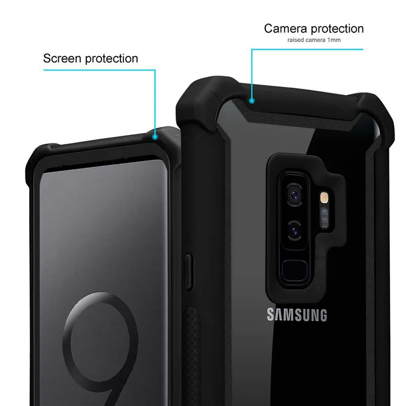 Cadorabo Hülle kompatibel mit Samsung Galaxy S9 PLUS 2-in-1 Schutzhülle mit TPU Silikon-Rand und Acryl-Glas-Rücken