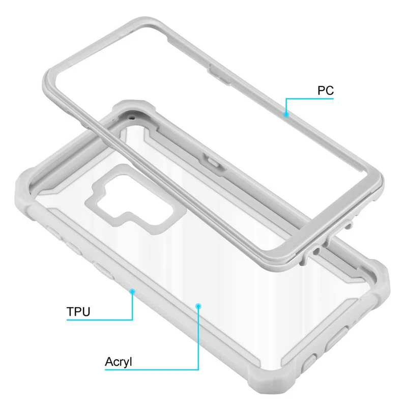 Cadorabo Hülle kompatibel mit Samsung Galaxy S9 PLUS 2-in-1 Schutzhülle mit TPU Silikon-Rand und Acryl-Glas-Rücken