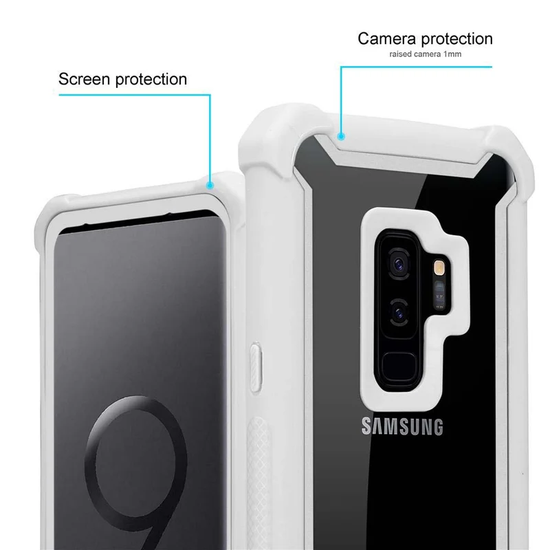 Cadorabo Hülle kompatibel mit Samsung Galaxy S9 PLUS 2-in-1 Schutzhülle mit TPU Silikon-Rand und Acryl-Glas-Rücken