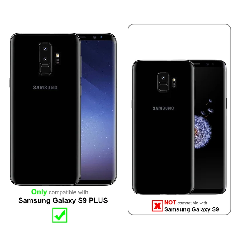 Cadorabo Hülle kompatibel mit Samsung Galaxy S9 PLUS 2-in-1 Schutzhülle mit TPU Silikon-Rand und Acryl-Glas-Rücken