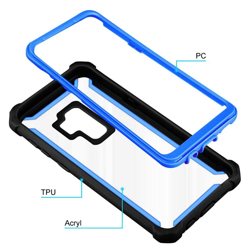 Cadorabo Hülle kompatibel mit Samsung Galaxy S9 PLUS 2-in-1 Schutzhülle mit TPU Silikon-Rand und Acryl-Glas-Rücken