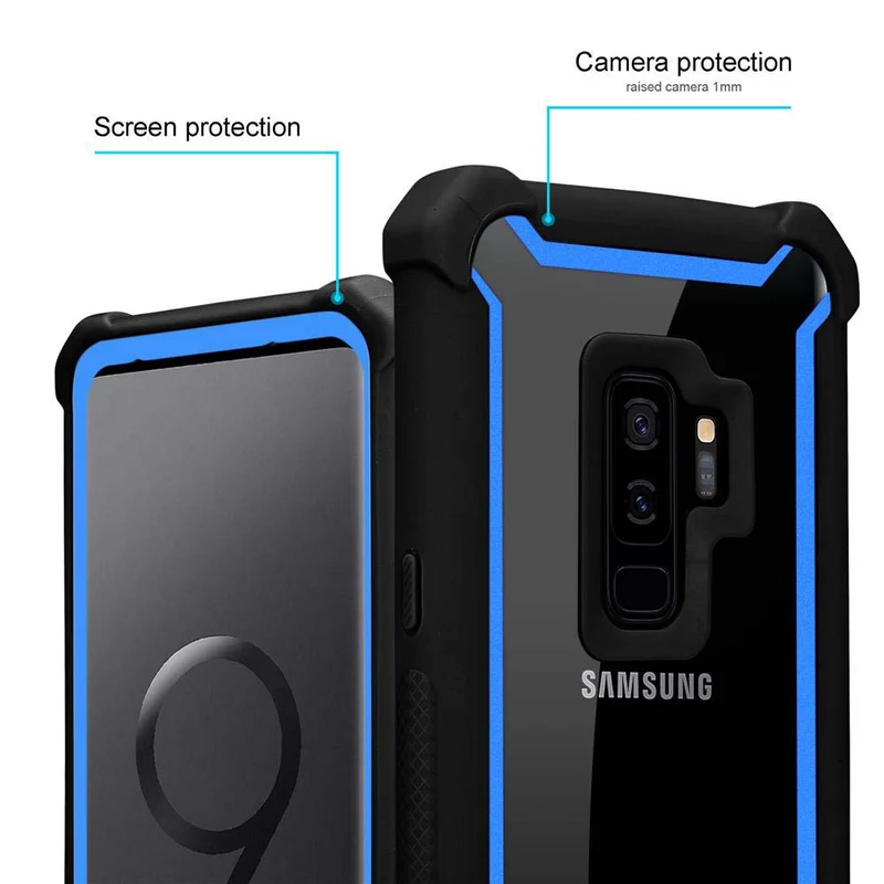 Cadorabo Hülle kompatibel mit Samsung Galaxy S9 PLUS 2-in-1 Schutzhülle mit TPU Silikon-Rand und Acryl-Glas-Rücken